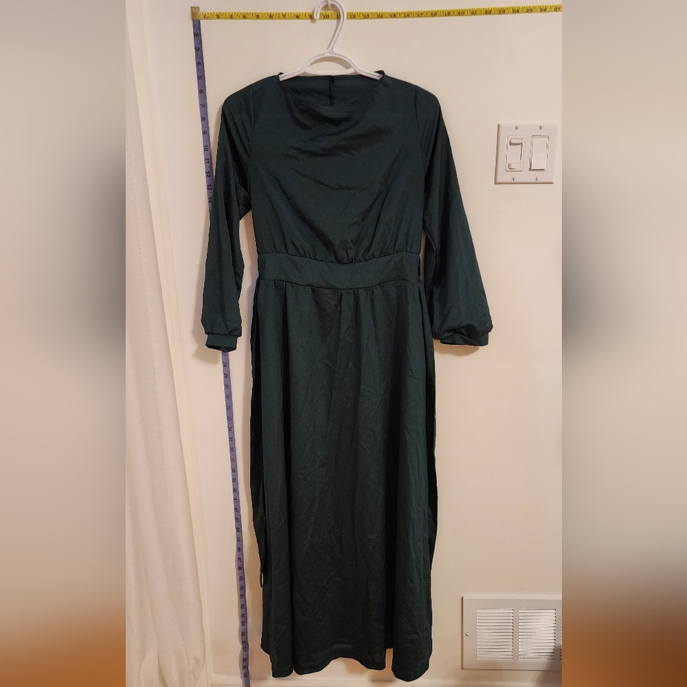 Green silk like dress